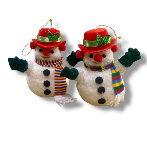 Vintage Snowman Christmas Ornaments Set Of 2 - Picture 2 of 8